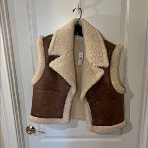 LOFT Cream Shearling Vest